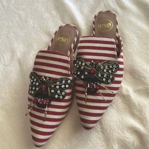 Exe Slides. Size 38. Red and white with leather